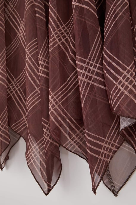 Trendyol Curve Dam Brun Rutig Midi Plus size Kjolar - Image 4
