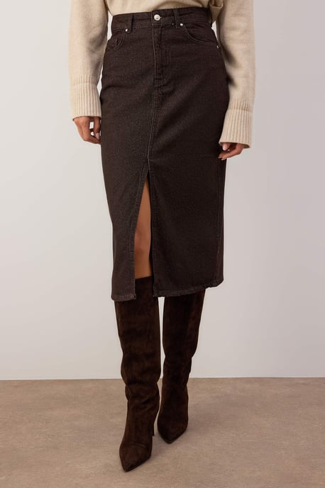 TRENDYOLMİLLA Dames Bruin Effen Midi Kokerrok- rok Kokerrok- rok Rokken - Image 4