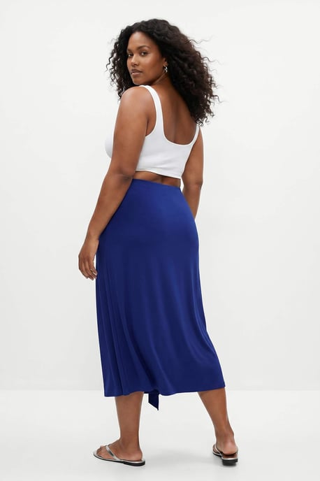 Trendyol Curve Dam Blå Enfärgad Midi Penn kjol Plus size Kjolar - Image 2