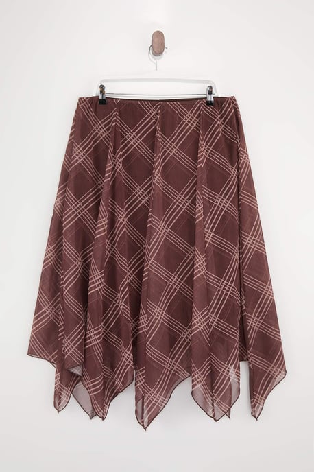 Trendyol Curve Dam Brun Rutig Midi Plus size Kjolar - Image 5