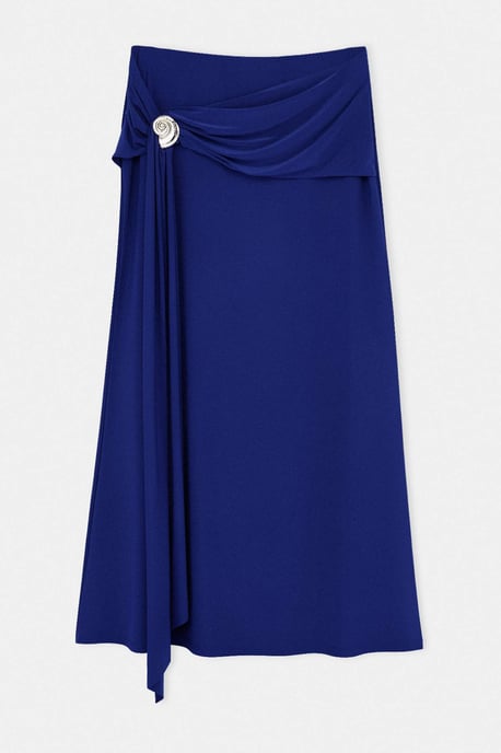 Trendyol Curve Dam Blå Enfärgad Midi Penn kjol Plus size Kjolar - Image 3