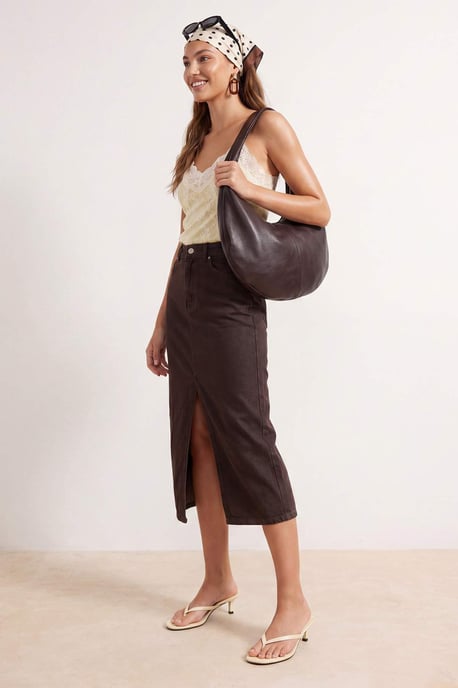 TRENDYOLMİLLA Dames Bruin Effen Midi Kokerrok- rok Kokerrok- rok Rokken - Image 6