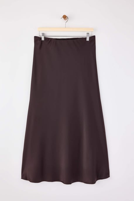 Trendyol Curve Dam Brun Enfärgad Midi Plus size Kjolar - Image 4