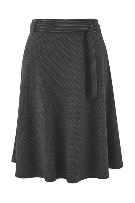 Trendyol Curve Dam Grå Randig Midi Utsvängd kjol Plus size Kjolar - Image 4