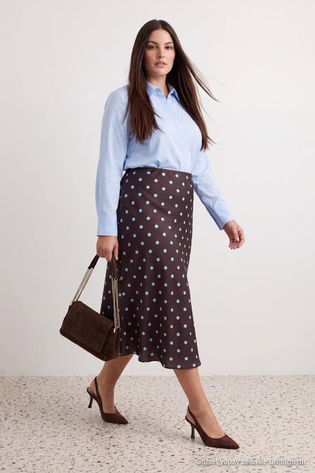 Trendyol Curve Dam Flerfärgad Enfärgad Midi Plus size Kjolar - Image 2
