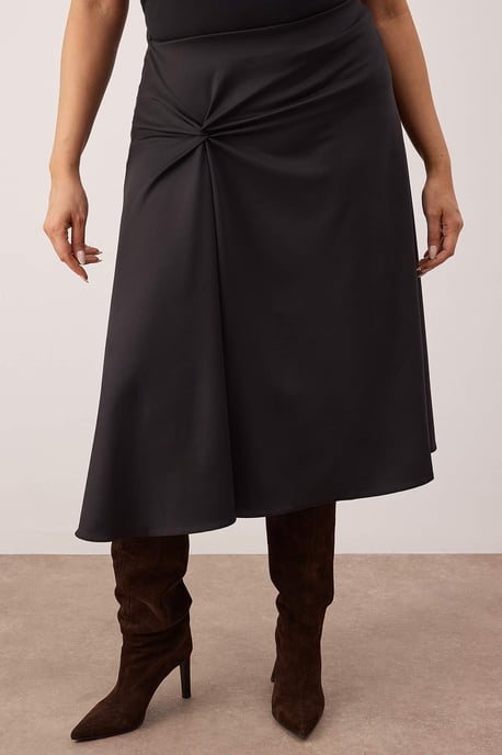 Trendyol Curve Dam Svart Enfärgad Midi Plus size Kjolar - Image 2