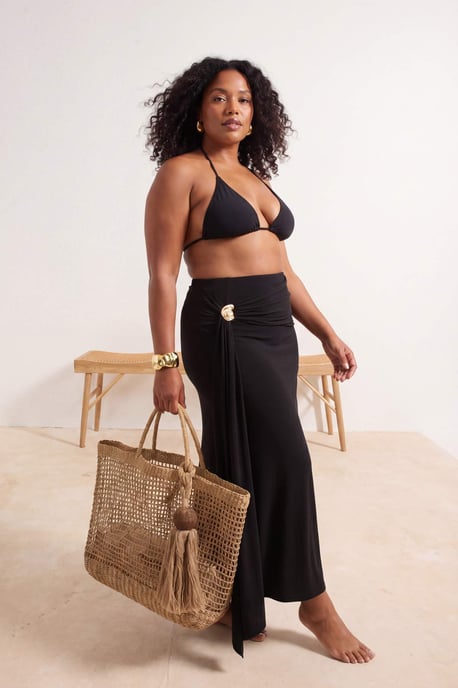 Trendyol Curve Dam Svart Enfärgad Midi Penn kjol Plus size Kjolar - Image 6