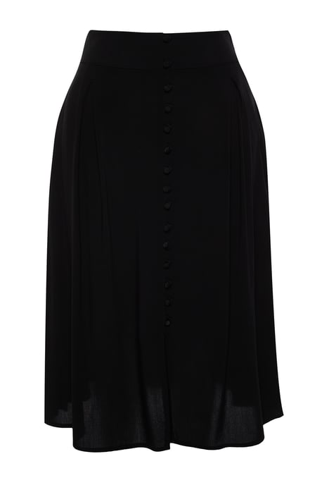 Trendyol Curve Dames Zwart Effen Midi A-lijn Grote maten Rokken - Image 5