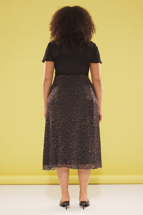 Trendyol Curve Dam Khaki Djurmönster Midi A-linje Plus size Kjolar - Image 4