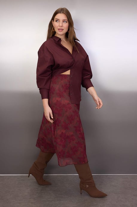 Trendyol Curve Dam Flerfärgad Djurmönster Midi A-linje Plus size Kjolar - Image 4