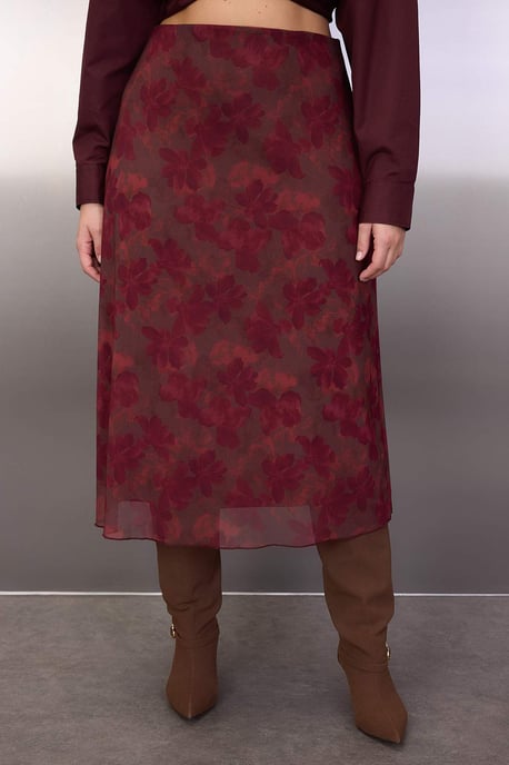 Trendyol Curve Dam Flerfärgad Djurmönster Midi A-linje Plus size Kjolar - Image 5
