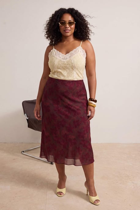 Trendyol Curve Dam Flerfärgad Djurmönster Midi A-linje Plus size Kjolar - Image 6