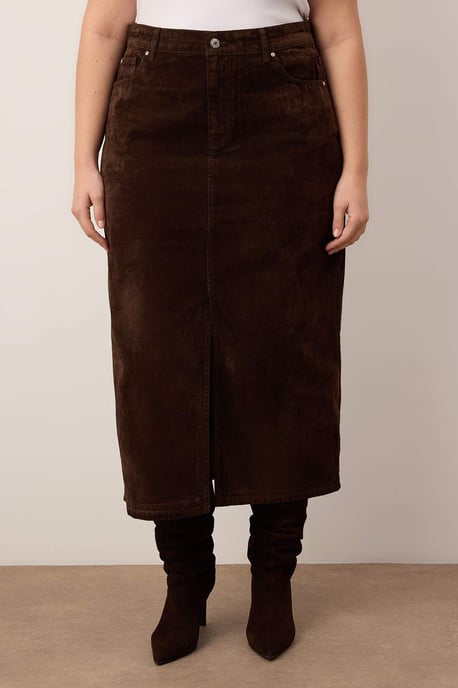 Trendyol Curve Dam Brun Enfärgad Midi Plus size Kjolar - Image 2