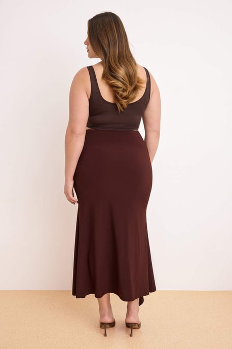 Trendyol Curve Dam Brun Enfärgad Midi Penn kjol Plus size Kjolar - Image 3
