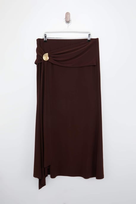 Trendyol Curve Dam Brun Enfärgad Midi Penn kjol Plus size Kjolar - Image 4