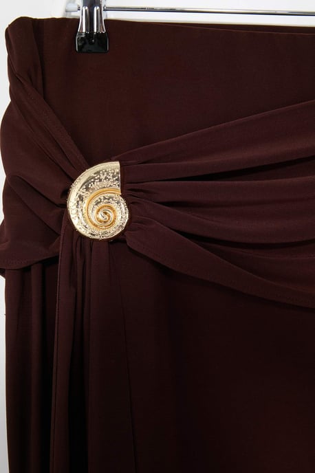 Trendyol Curve Dam Brun Enfärgad Midi Penn kjol Plus size Kjolar - Image 5