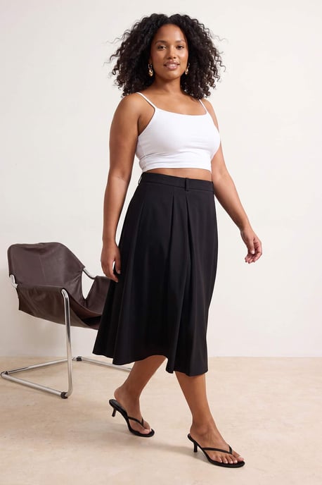 Trendyol Curve Dam Svart Enfärgad Midi Plus size Kjolar - Image 2