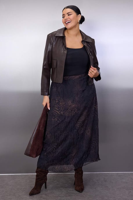 Trendyol Curve Dam Khaki Djurmönster Midi Plus size Kjolar - Image 1