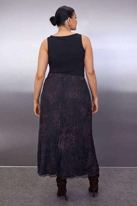 Trendyol Curve Dam Khaki Djurmönster Midi Plus size Kjolar - Image 3
