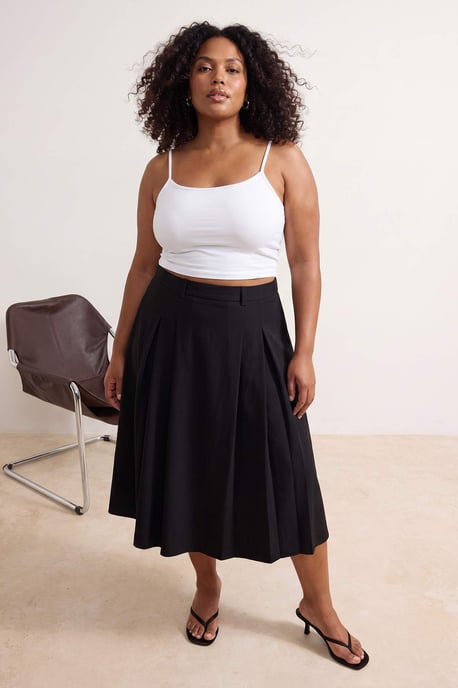 Trendyol Curve Dam Svart Enfärgad Midi Plus size Kjolar - Image 6
