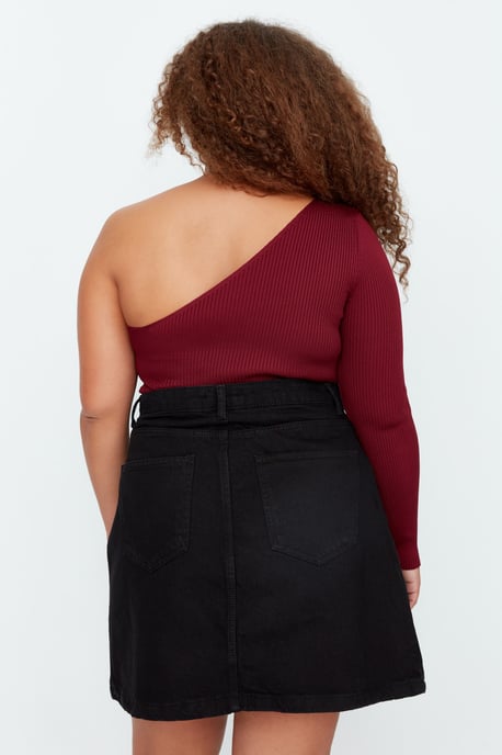 Trendyol Curve Dam Svart Enfärgad Kort / Mini A-linje A-linje Plus size Kjolar - Image 4