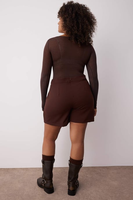 Trendyol Curve Dam Brun Enfärgad Kort / Mini Penn kjol Plus size Kjolar - Image 3
