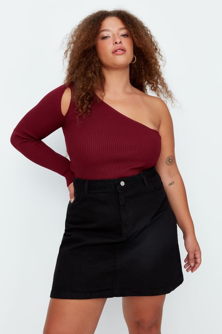 Trendyol Curve Dam Svart Enfärgad Kort / Mini A-linje A-linje Plus size Kjolar - Image 5