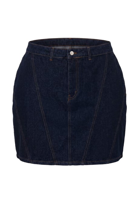 Trendyol Curve Dam Mörkblå Enfärgad Kort / Mini Basic Penn kjol Plus size Kjolar - Image 4