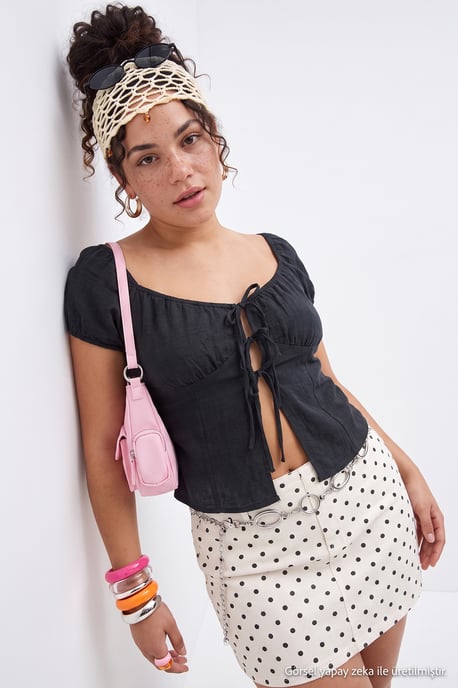 Trendyol Curve Dam Ecru Enfärgad Kort / Mini A-linje Plus size Kjolar - Image 6