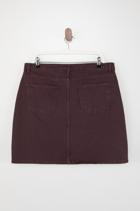 Trendyol Curve Dam Vinröd Enfärgad Kort / Mini A-linje A-linje Plus size Kjolar - Image 2