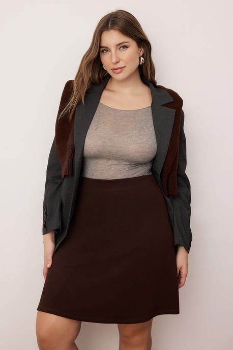 Trendyol Curve Dam Brun Enfärgad Kort / Mini A-linje A-linje Plus size Kjolar - Image 6