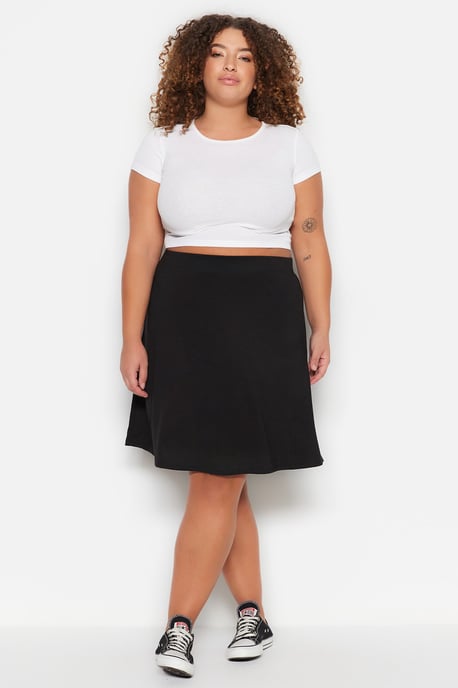 Trendyol Curve Dam Svart Enfärgad Kort / Mini A-linje A-linje Plus size Kjolar - Image 2