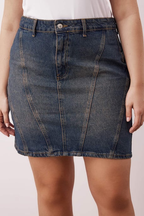 Trendyol Curve Dam Mörkblå Enfärgad Kort / Mini Basic Penn kjol Plus size Kjolar - Image 2