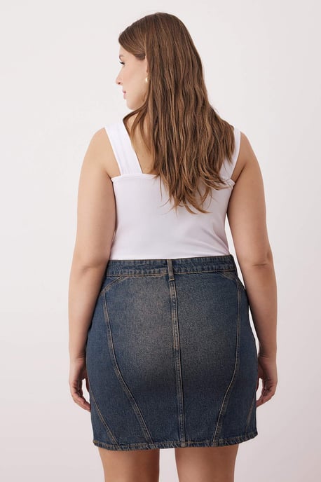 Trendyol Curve Dam Mörkblå Enfärgad Kort / Mini Basic Penn kjol Plus size Kjolar - Image 3