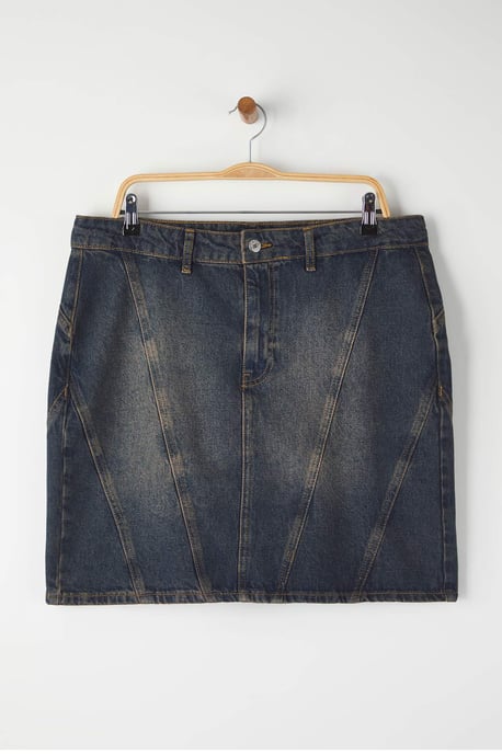 Trendyol Curve Dam Mörkblå Enfärgad Kort / Mini Basic Penn kjol Plus size Kjolar - Image 4