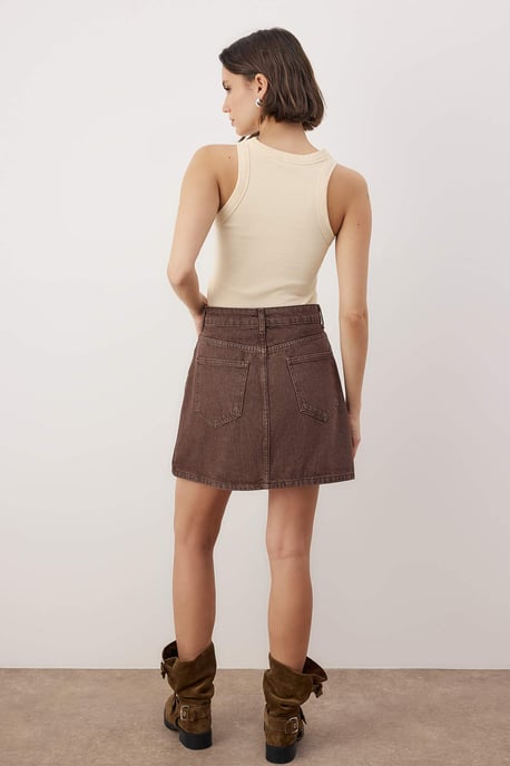TRENDYOLMİLLA Dames Donkerblauw Effen Kort / Mini Kokerrok- rok Kokerrok- rok Rokken - Image 3