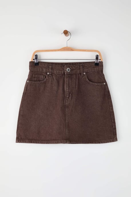 TRENDYOLMİLLA Dames Donkerblauw Effen Kort / Mini Kokerrok- rok Kokerrok- rok Rokken - Image 4