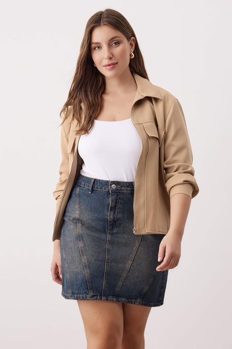 Trendyol Curve Dam Mörkblå Enfärgad Kort / Mini Basic Penn kjol Plus size Kjolar - Image 6