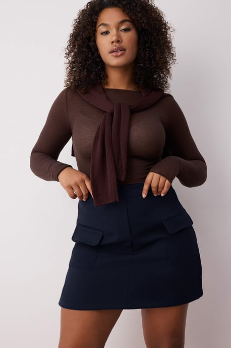 Trendyol Curve Dam Mörkblå Enfärgad Kort / Mini Penn kjol Plus size Kjolar - Image 6