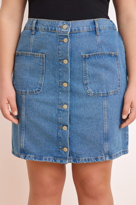 Trendyol Curve Dam Blå Enfärgad Kort / Mini A-linje Plus size Kjolar - Image 2