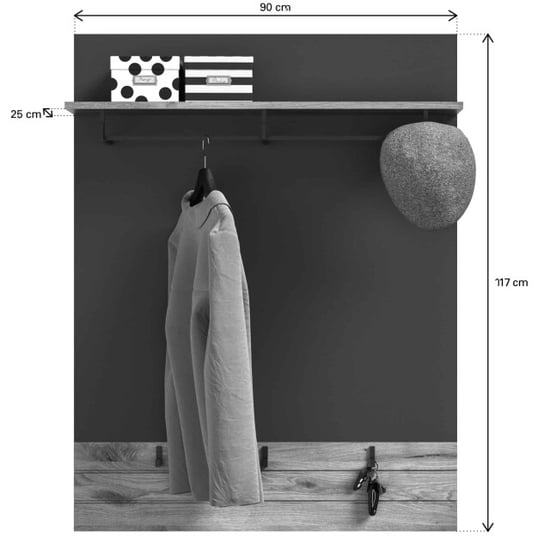 Furnilux Garderobepaneel mason / mason kapstok 3 haken eik decor - Image 4