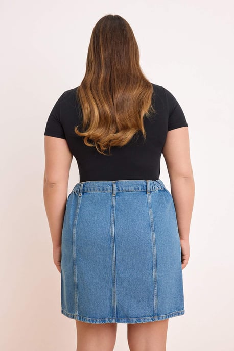 Trendyol Curve Dam Blå Enfärgad Kort / Mini A-linje Plus size Kjolar - Image 3