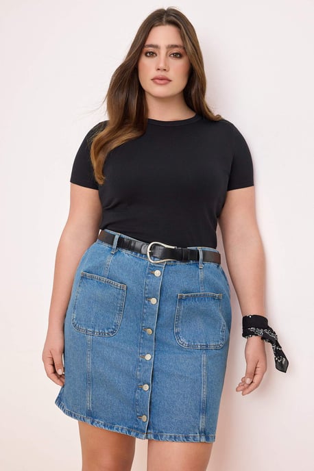 Trendyol Curve Dam Blå Enfärgad Kort / Mini A-linje Plus size Kjolar - Image 6
