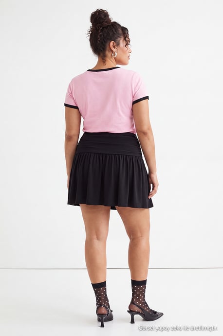 Trendyol Curve Dam Svart Enfärgad Kort / Mini Skater Plus size Kjolar - Image 5