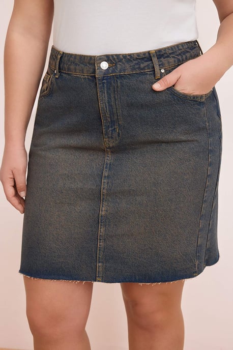 Trendyol Curve Dam Blå Enfärgad Kort / Mini A-linje Plus size Kjolar - Image 2