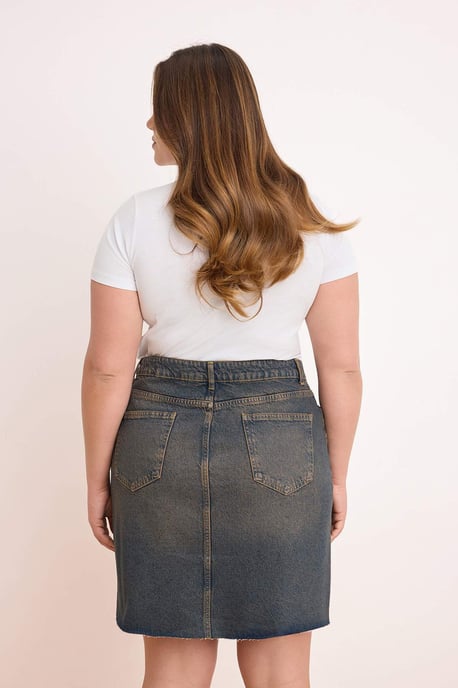 Trendyol Curve Dam Blå Enfärgad Kort / Mini A-linje Plus size Kjolar - Image 3