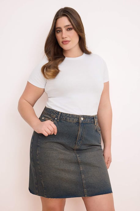 Trendyol Curve Dam Blå Enfärgad Kort / Mini A-linje Plus size Kjolar - Image 6