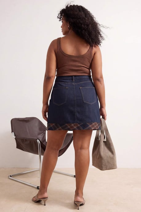 Trendyol Curve Dam Mörkblå Enfärgad Kort / Mini A-linje Plus size Kjolar - Image 2