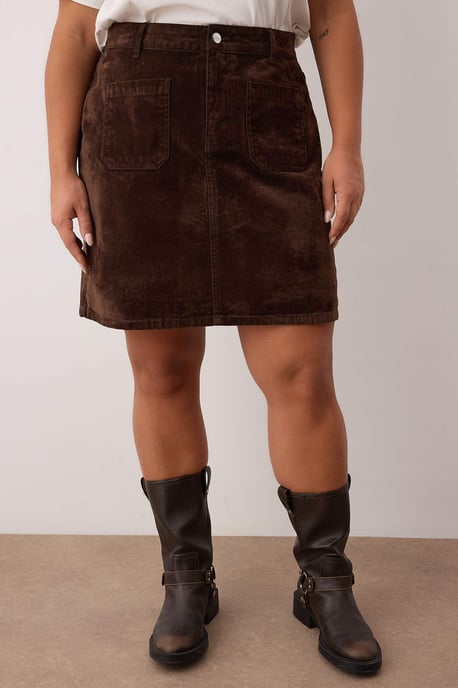 Trendyol Curve Dam Brun Enfärgad Kort / Mini A-linje A-linje Plus size Kjolar - Image 2