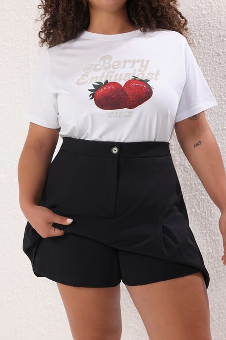 Trendyol Curve Dam Svart Enfärgad Kort / Mini A-linje Plus size Kjolar - Image 3